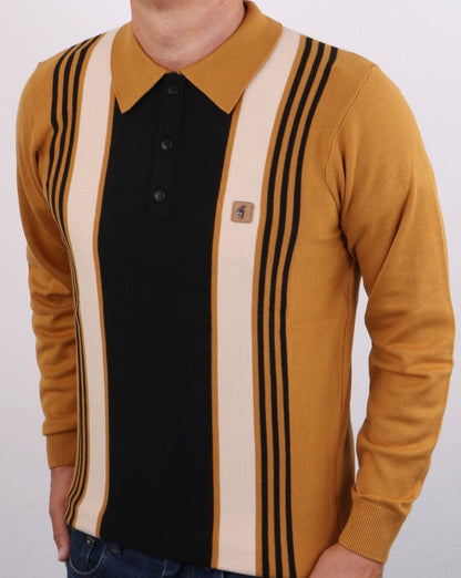 Gabicci Vintage Searle Long Sleeve Polo Harvest