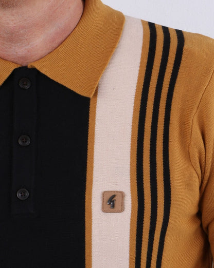 Gabicci Vintage Searle Long Sleeve Polo Harvest