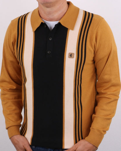 Gabicci Vintage Searle Long Sleeve Polo Harvest