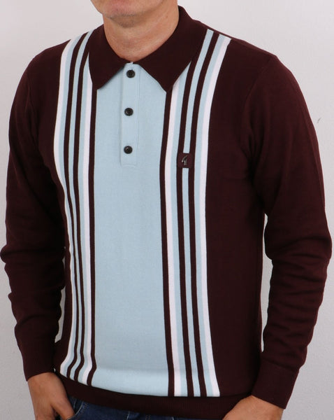 Gabicci Vintage Searle Knit Deep Claret / Sky