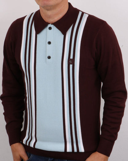 Gabicci Vintage Searle Knit Deep Claret / Sky
