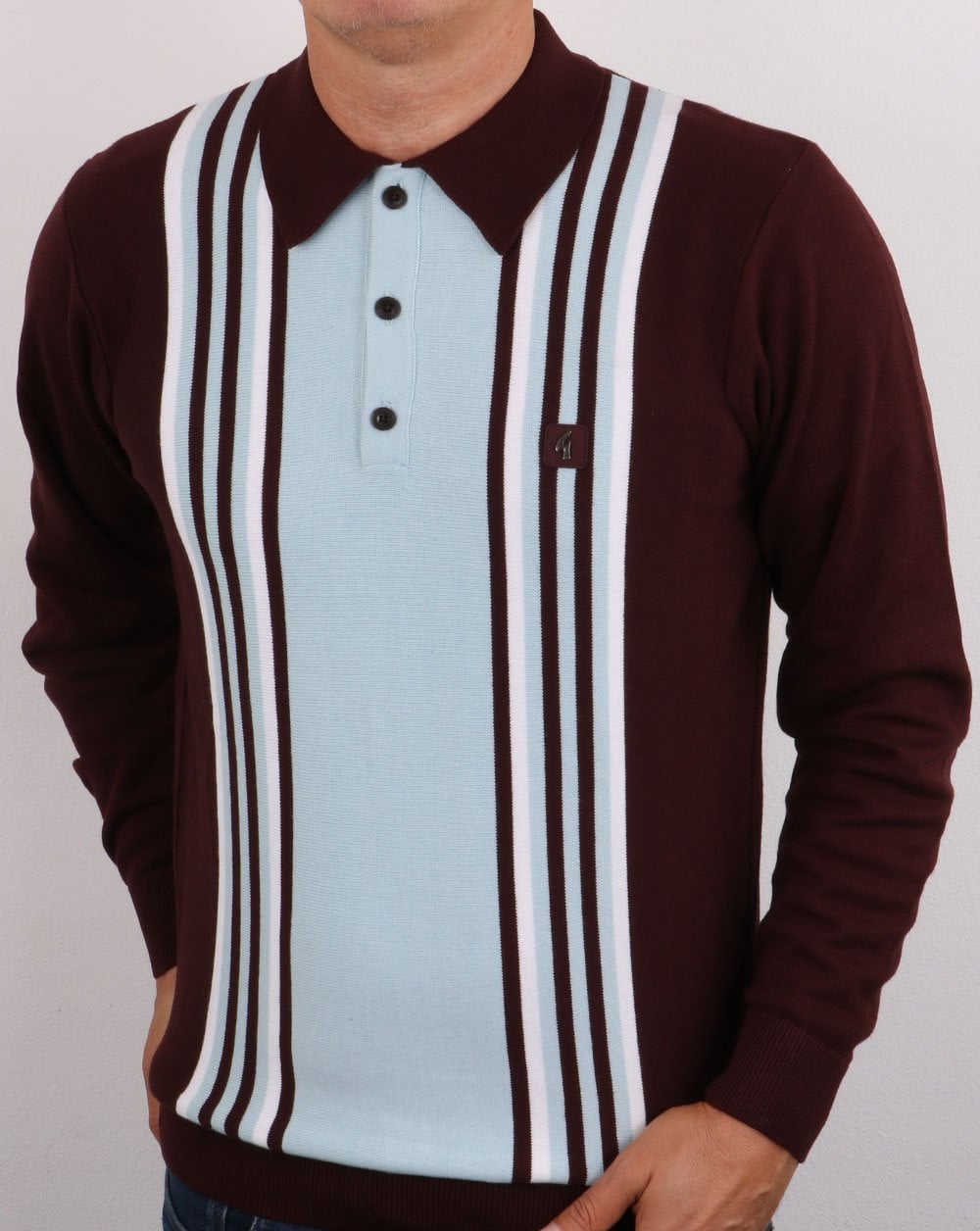 Gabicci Vintage Searle Knit Deep Claret / Sky