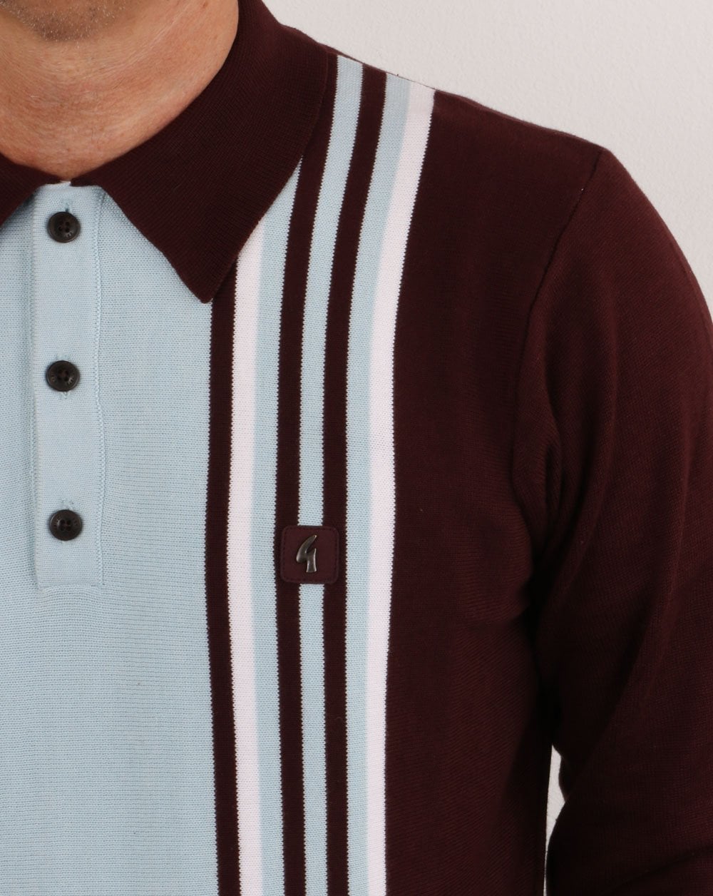 Gabicci Vintage Searle Knit Deep Claret / Sky