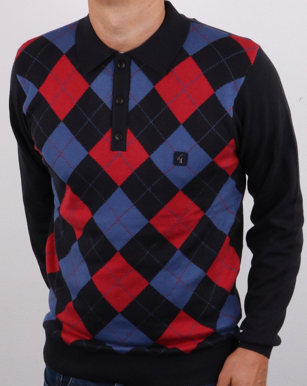 Gabicci Vintage Diamond Knit Navy