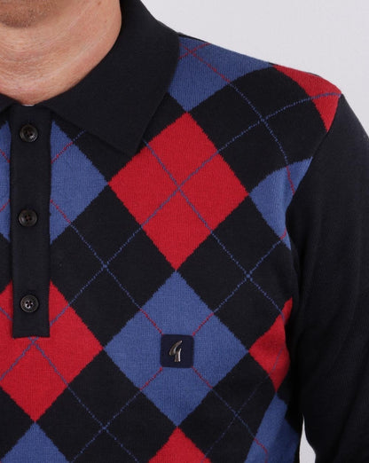 Gabicci Vintage Diamond Knit Navy