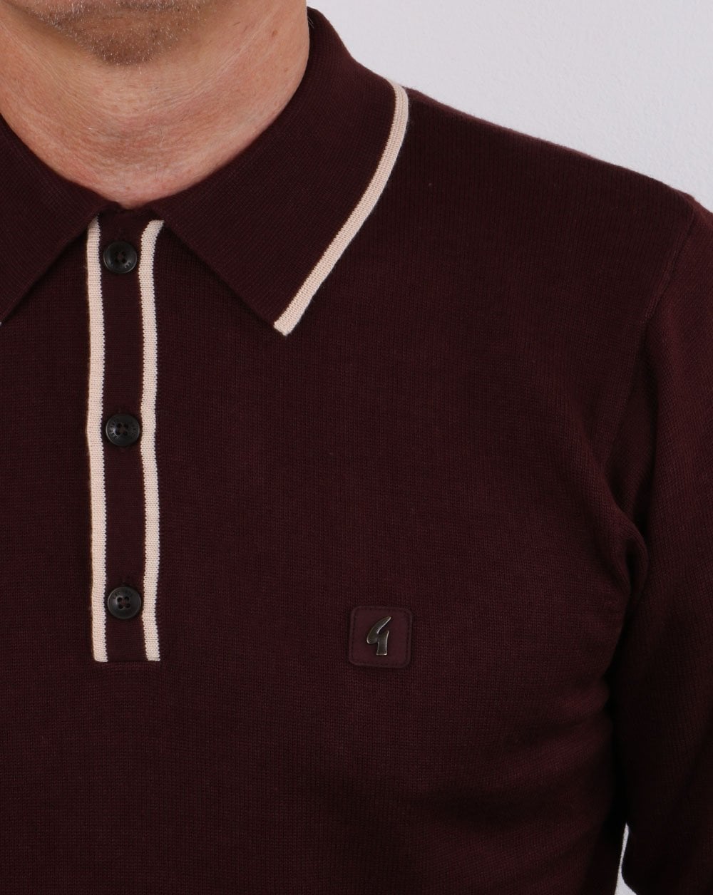 Gabicci Vintage Linekar Long Sleeve Polo Deep Port