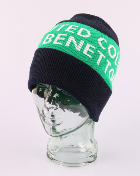Benetton Knitted Logo Hat Navy