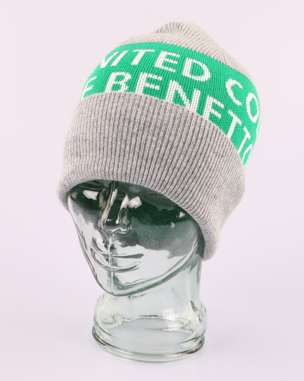Benetton Knitted Logo Hat Grey