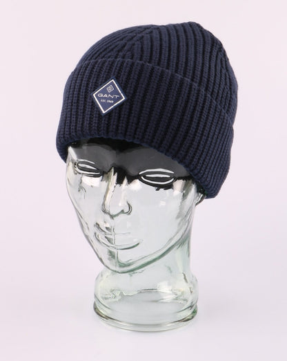 Gant Cotton Rib Knit Hat Marine