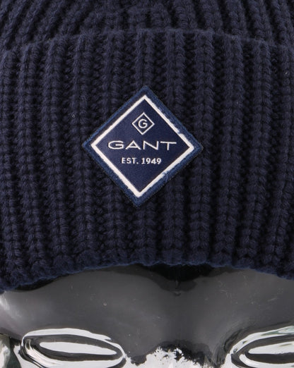 Gant Cotton Rib Knit Hat Marine