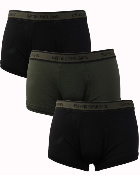 Emporio Armani EA7 3 Pack Boxer Shorts Black/Military