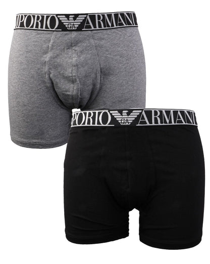 Emporio Armani EA7 Twin Pack Boxer Shorts Dark Grey/black