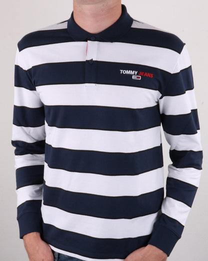 Tommy Hilfiger Long Sleeve Striped Polo Twilight Navy