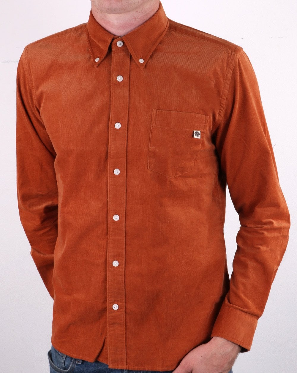 Pretty Green Standards Cord Shirt Orange