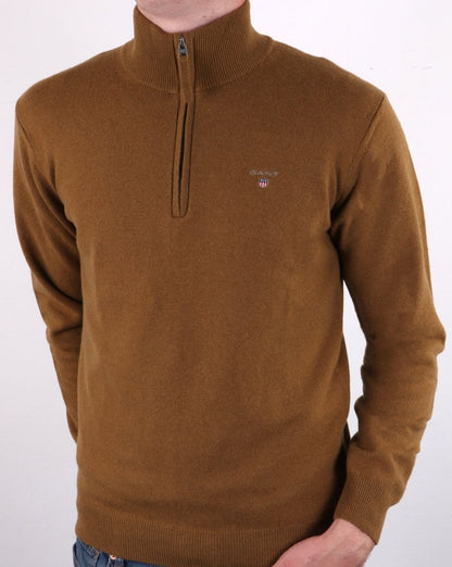 Gant Lambswool Half Zip Butternut