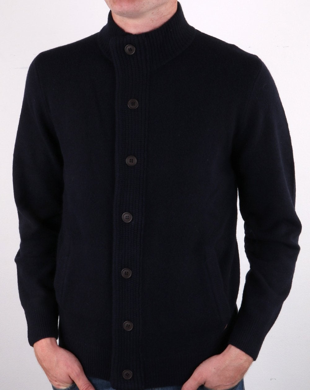 Barbour Patch Zip Button Knit Navy