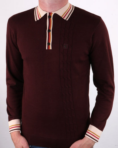 Gabicci Vintage Turney Polo Shirt Deep Port