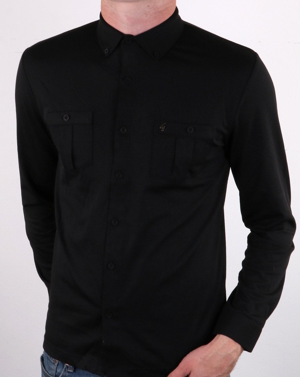 Gabicci Vintage Rapis Twin Pocket Shirt Black