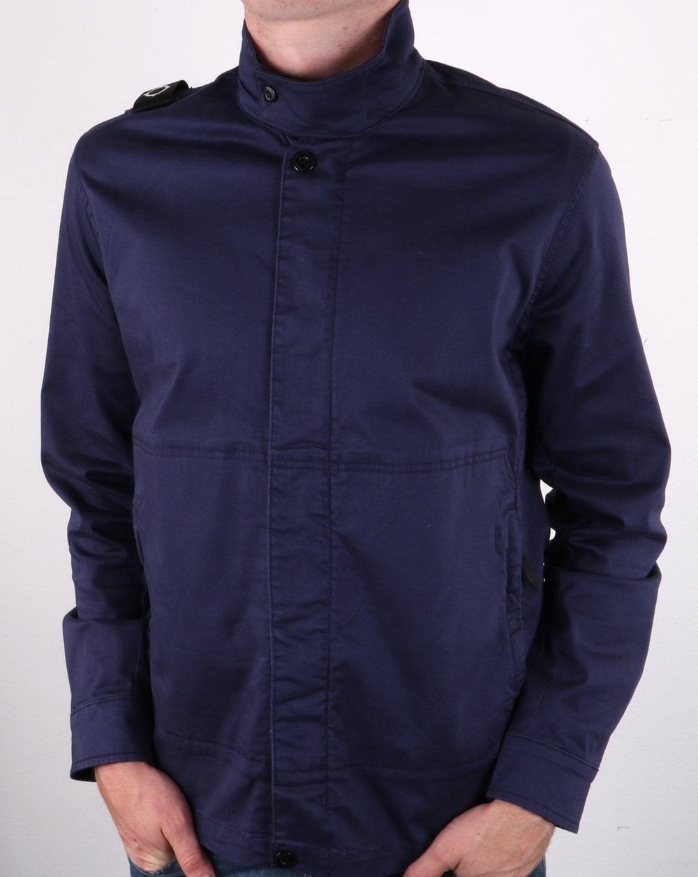 Ma.strum Funnel Neck Zip Shirt True Navy