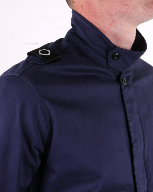 Ma.Strum Ma.strum Funnel Neck Zip Shirt True Navy