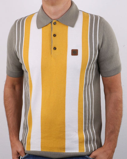 Trojan Multi-stripe Knit Polo Slate