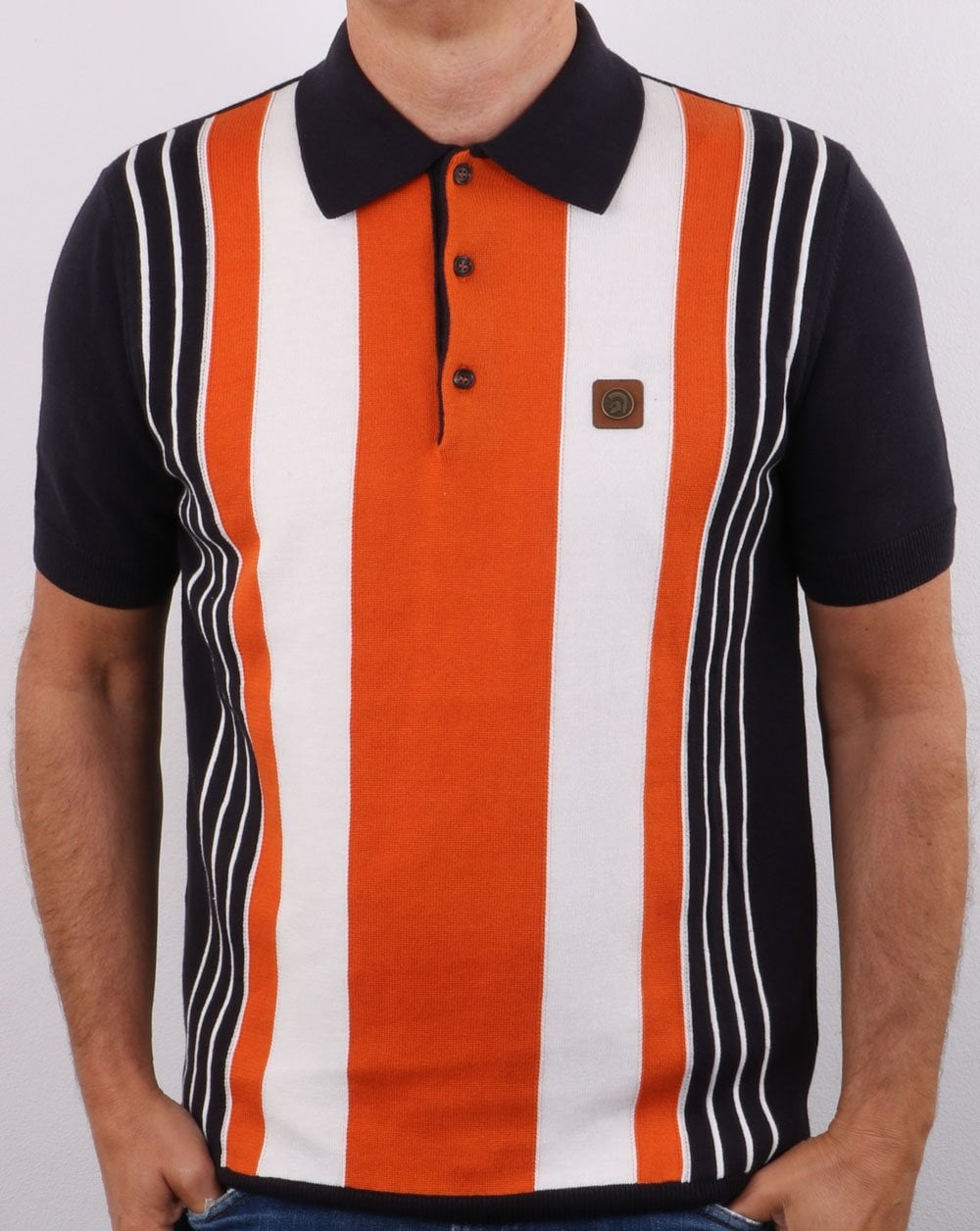 Trojan Multi-stripe Knit Polo Navy