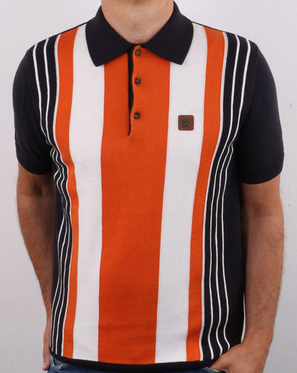 Trojan Multi-stripe Knit Polo Navy