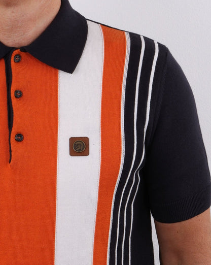 Trojan Multi-stripe Knit Polo Navy