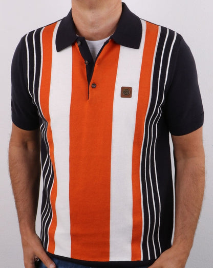 Trojan Multi-stripe Knit Polo Navy