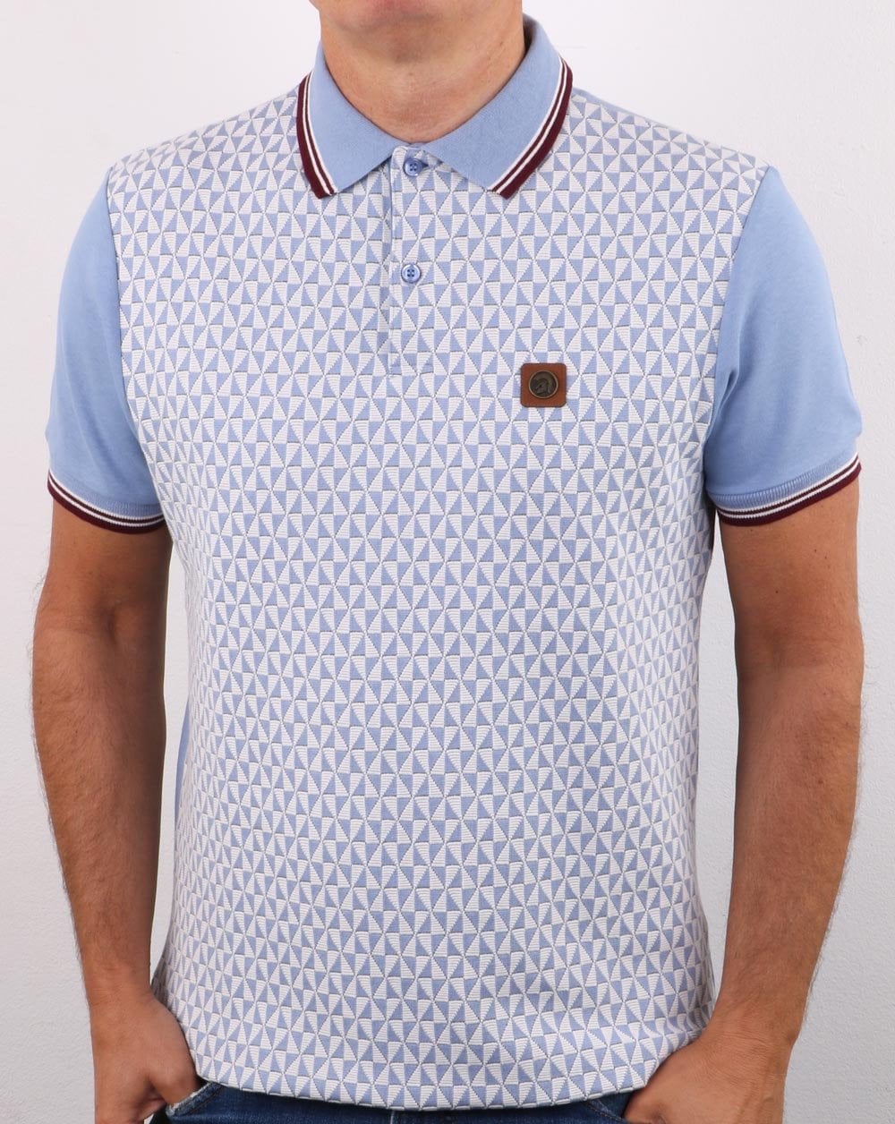 Trojan Diamond Panel Polo Shirt Sky