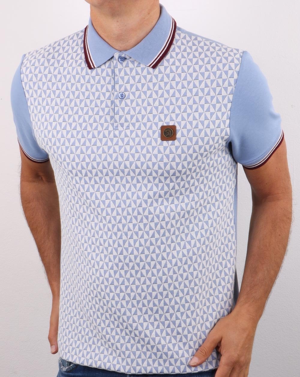 Trojan Diamond Panel Polo Shirt Sky