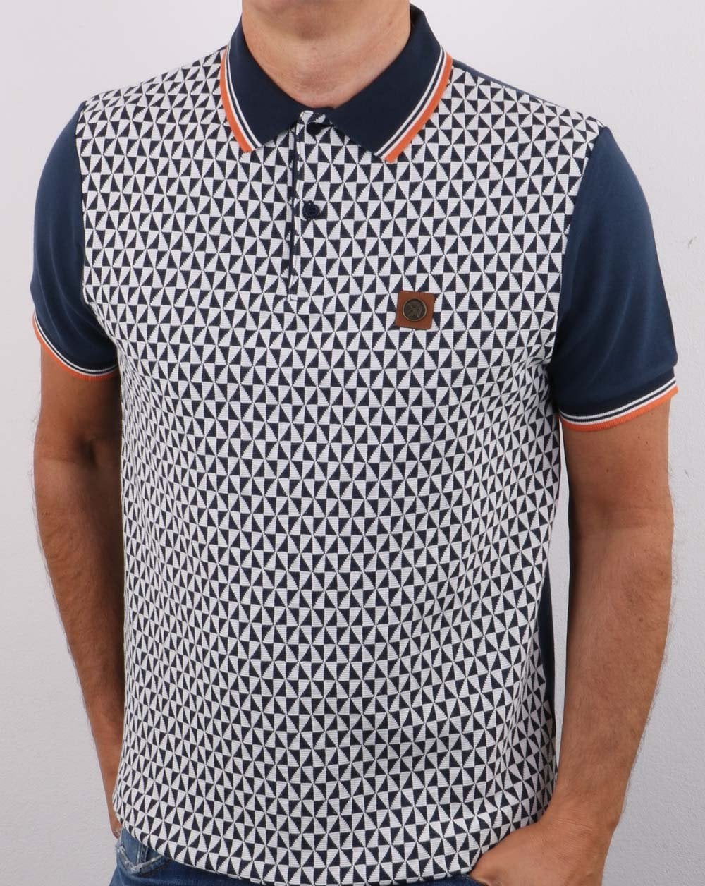 Trojan Diamond Panel Polo Shirt Navy