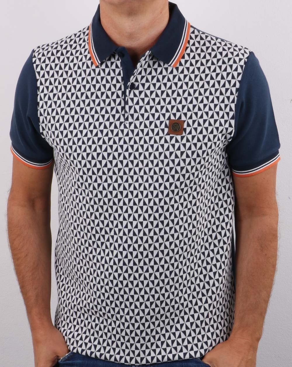 Trojan Diamond Panel Polo Shirt Navy