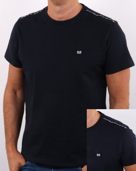 Weekend Offender Bunbury Check Detail T-shirt Navy