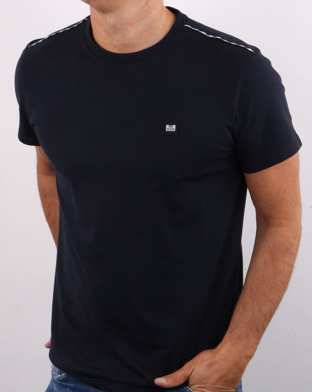 Weekend Offender Bunbury Check Detail T-shirt Navy