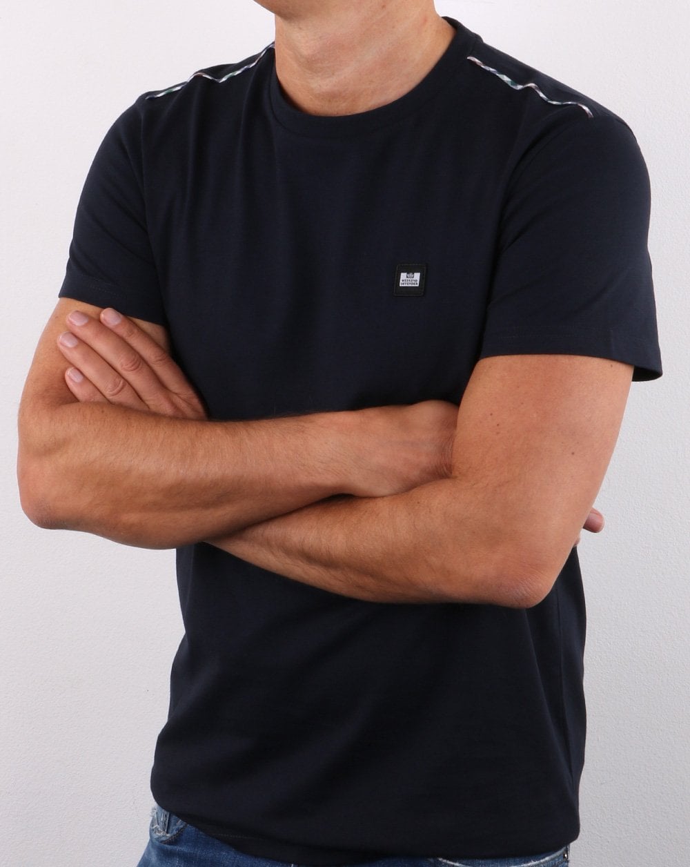 Weekend Offender Bunbury Check Detail T-shirt Navy