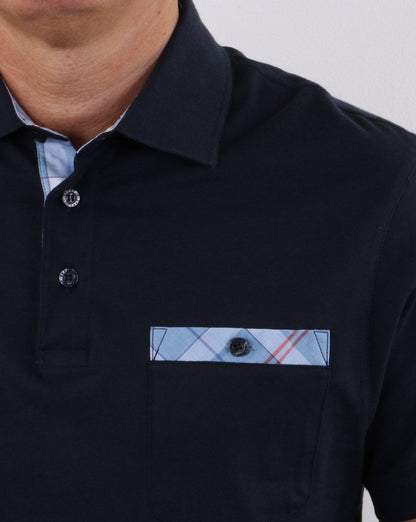 Barbour Tartan Pocket Polo Shirt Navy