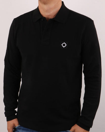 Ma.strum Long Sleeve Pique Polo Jet Black