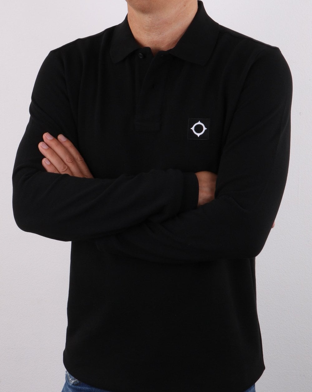 Ma.strum Long Sleeve Pique Polo Jet Black