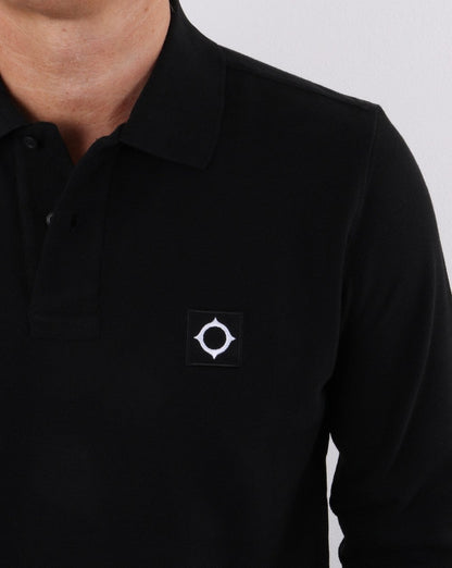 Ma.strum Long Sleeve Pique Polo Jet Black