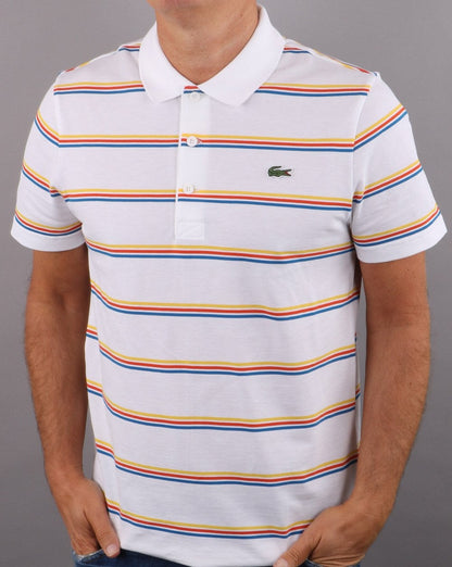 Lacoste Striped Polo Shirt White