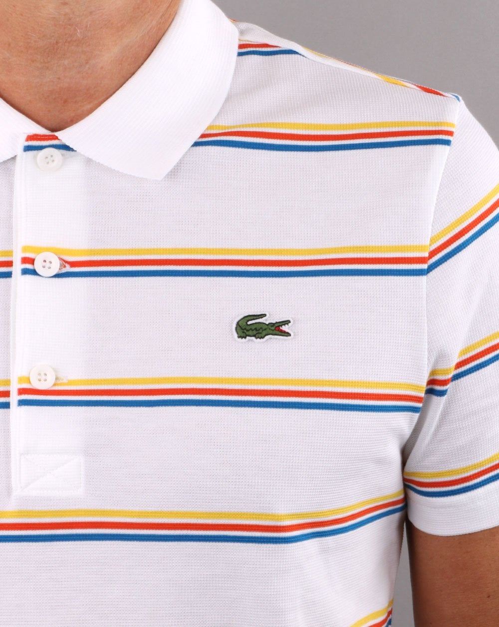 Lacoste Striped Polo Shirt White