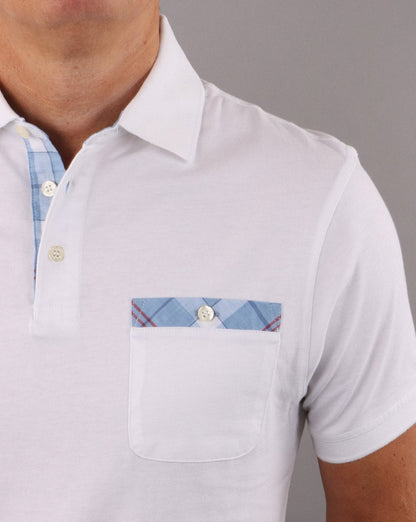 Barbour Tartan Pocket Polo Shirt White
