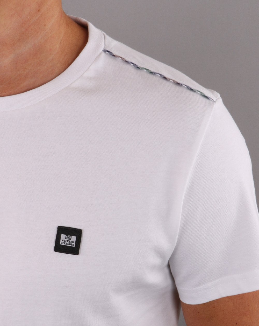 Weekend Offender Bunbury Check Detail T-shirt White