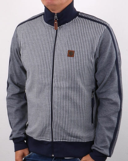 Trojan Houndstooth Track Top Navy