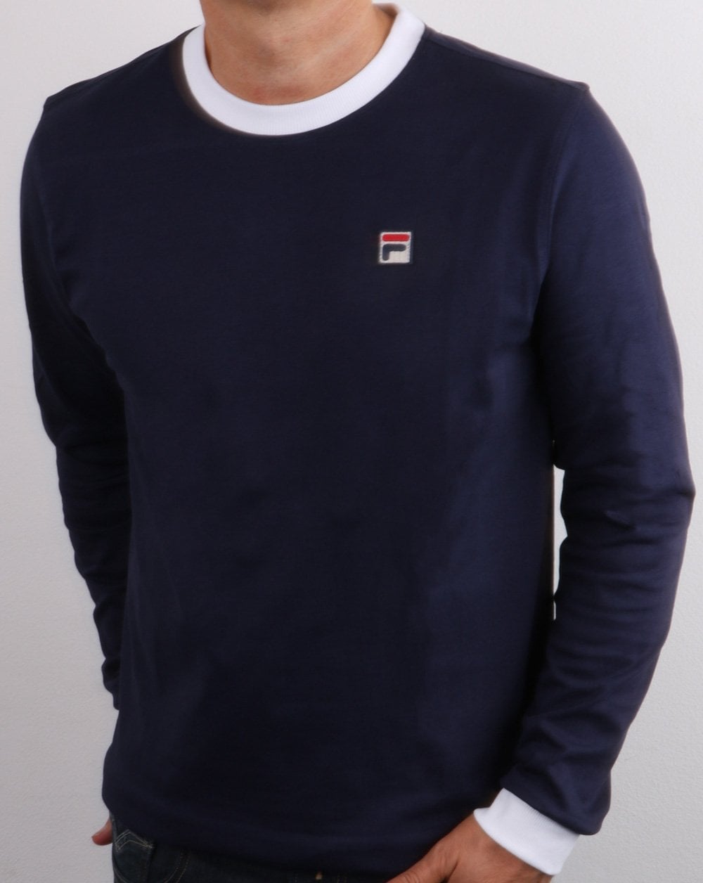 Fila Vintage Long Sleeve Ringer T Shirt Navy