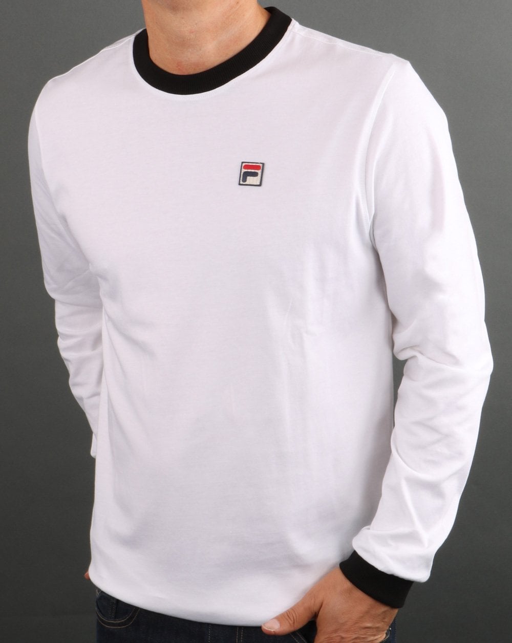 Fila Vintage Long Sleeve Ringer T Shirt White/black