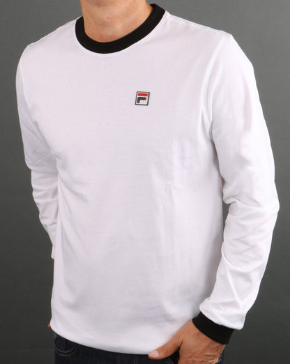 Fila Vintage Long Sleeve Ringer T Shirt White/black