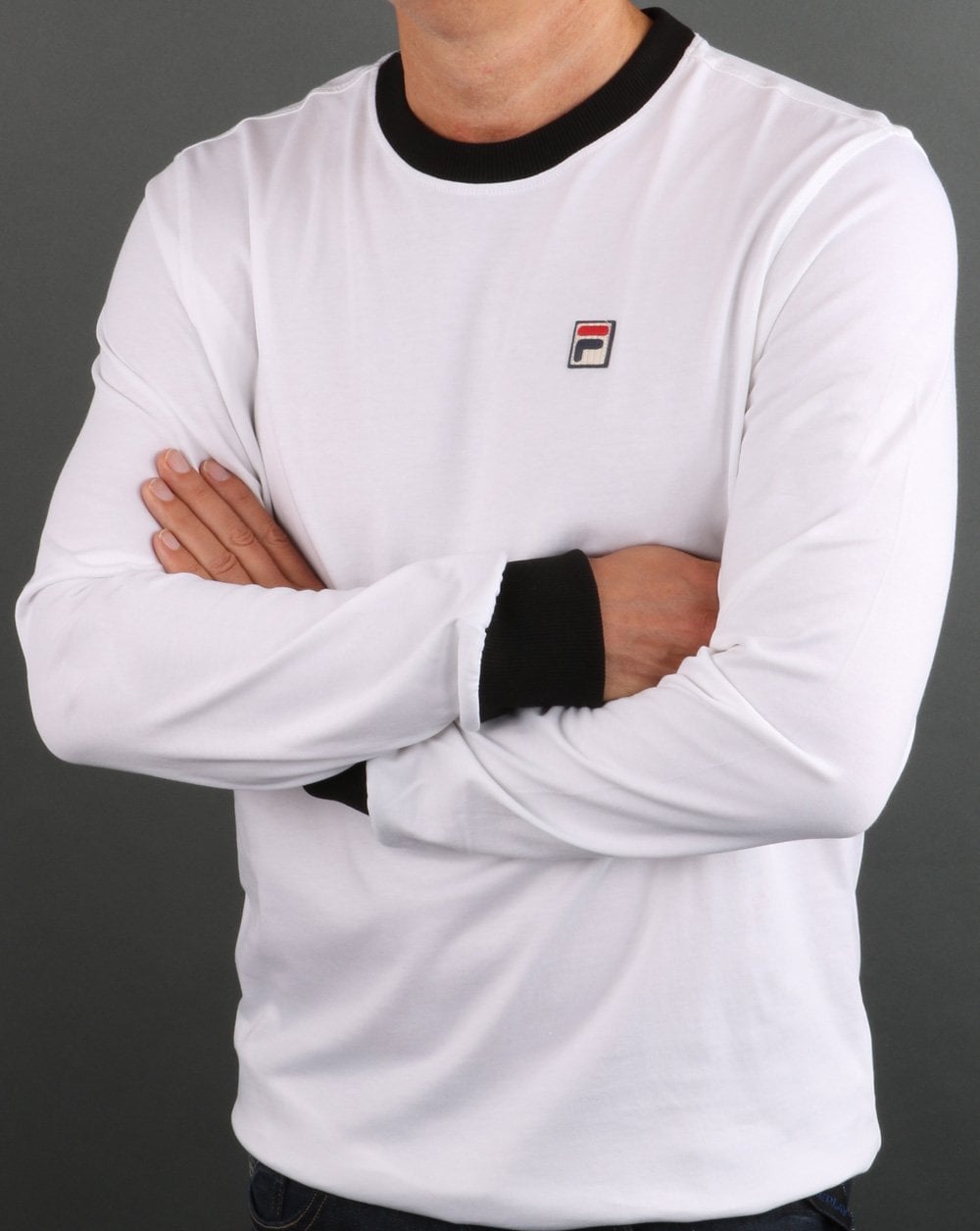 Fila Vintage Long Sleeve Ringer T Shirt White/black