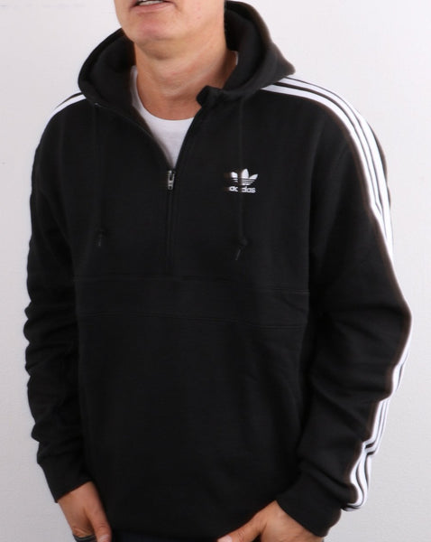 Adidas Originals 3 Stripes Half Zip Hoody Black